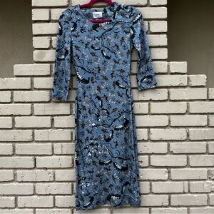 ERDEM Blue Floral Midi Dress